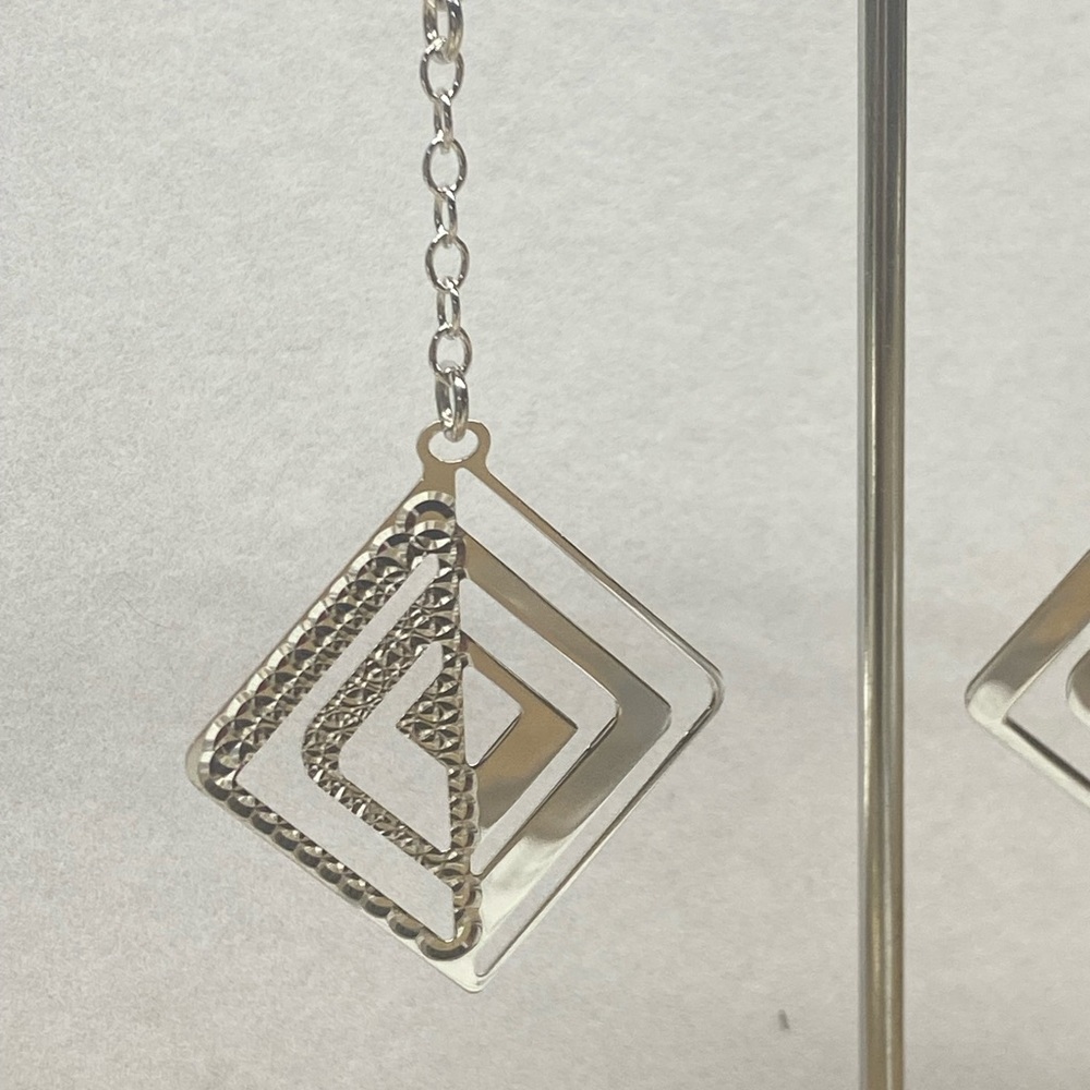 Chic Sterling Silver Geometric Drop Earrings - image 2